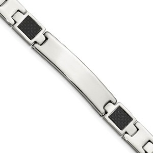 Black Bow Jewelry Men's Stainless Steel and Carbon Fiber I.D. Bracelet, 8.5 Inch - 1 of 4