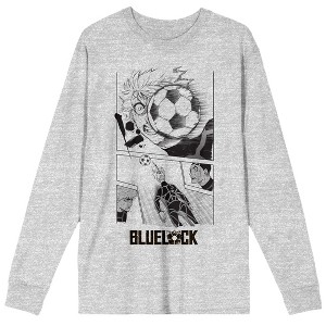 Blue Lock Manga Ryouke Kira Soccer Ball Hit Crew Neck Long Sleeve Athletic Heather Tee - 1 of 2