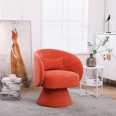 Okak Swivel Accent Chair Armchair, Round Barrel Chair in Fabric, Perfect for Living Room