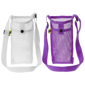 Unique Bargains Mesh Portable Adjustable Strap Water Bottle Bag for Sports 2 Pcs - 1 of 4