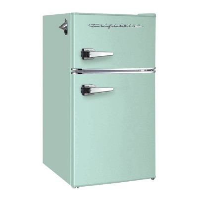 Mint Green Retro Compact Refrigerator with Freezer and Bottle Opener