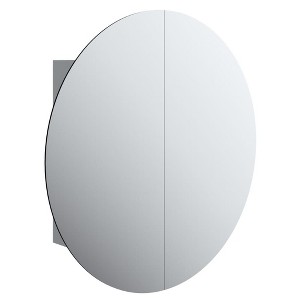 vidaXL Cabinet Bathroom Wall Vanity Mirror Cabinet with Round Mirror and LED - Gray 21.3" x 21.3" x 6.9" - 1 of 4