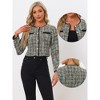INSPIRE CHIC Women's Elegant Contrast Piping Round Neck Button Front Long Sleeve Tweed Blazer - 2 of 4
