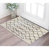 10' Black and Ivory Geometric Shag Runner Rug - 2 of 4