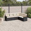 vidaXL 6 Piece Patio Sofa Set with Cushions - Black and Cream Without Table - 2 of 4