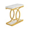 Resenkos Sofa Side End Table, End Table, Couch Table,Modern End Table, Faux Marble Side Table Bedside Accent Table,White & Gold - 4 of 4