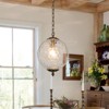 LLHZSY 11 4/5" Hammered Clear Glass Pendant Chandelier Light, Antique Gold Brass Finish Hanging Light Fixture - 2 of 4