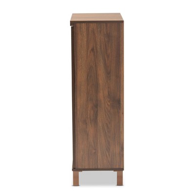 Walnut Brown and Dark Gray 2-Door Shoe Storage Cabinet