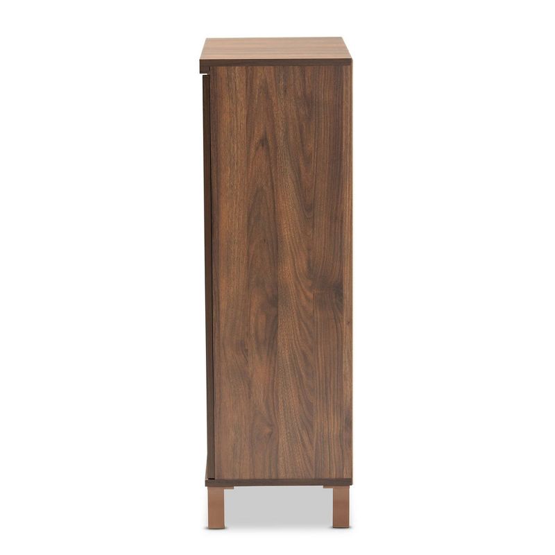 Talon Two-Tone Wood 2 Door Shoe Storage Cabinet Walnut Brown/Dark Gray - Baxton Studio, 5 of 14