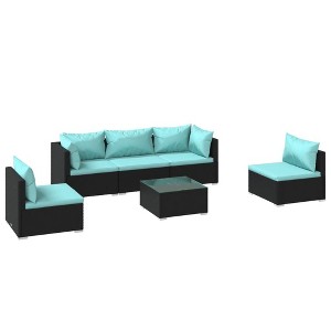 vidaXL Garden Lounge Set Black, Water Blue - 1 of 4