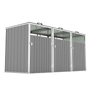 Ridstar 95.47 in. W Multi-Function Storage Cabinet with Pneumatic Support Rods, Lockable Door & Waterproof Lid Chain-Light Gray - 1 of 4