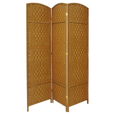 7 ft. Tall Diamond Weave Room Divider - Light Beige (3 Panels)