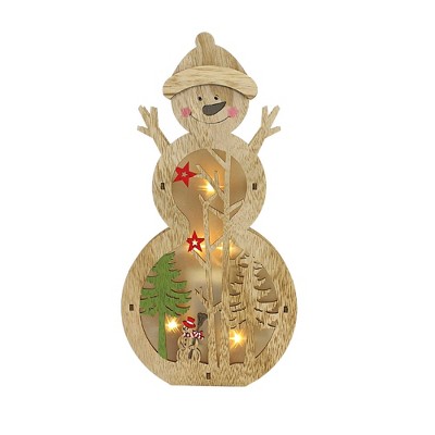 Christmas Snowman/santa Lit Plaque - One Lit Figurine 11.5 Inches - Led ...