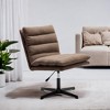 Ridstar Upholstered Modern Fabric 360 Degree Swivel Accent Chair With Adjustable Arm And Sturdy Support For Reading, Living Room-Brown - 3 of 4