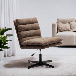 Zeus & Ruta 22.83 in.W Swivel Accent Chair Cross Legged Office Chair with Adjustable Armless - 1 of 4