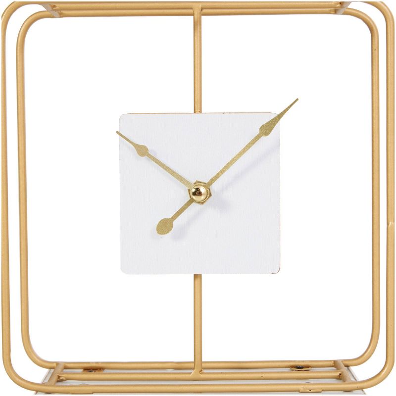 8&#34;x7&#34; Metal Geometric Open Frame Clock with White Clockface and Base Gold - Olivia &#38; May, 3 of 9