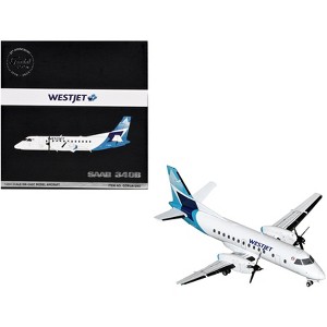 Saab 340B Commercial Aircraft "WestJet" White with Blue Stripes and Tail "Gemini 200" Series 1/200 Diecast Model by GeminiJets - 1 of 3