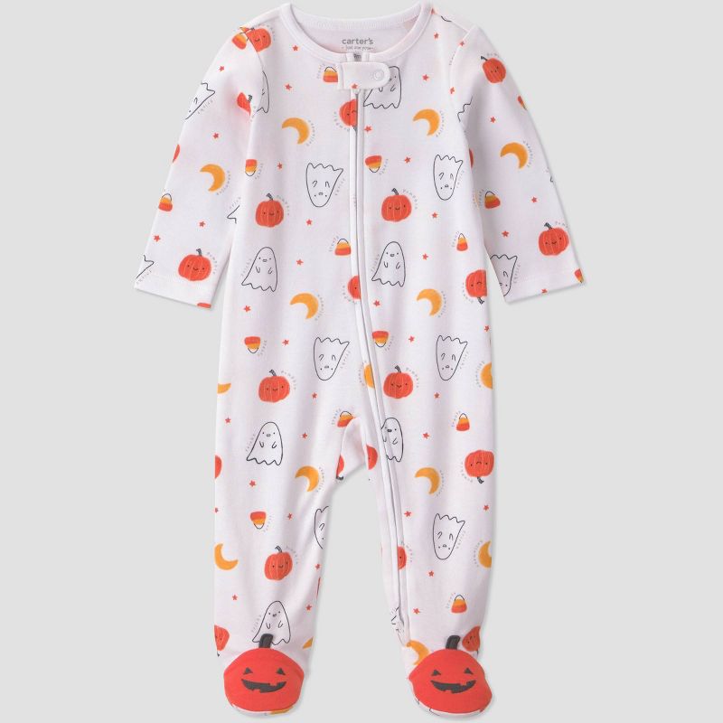 Carter's Just One You® Baby Halloween Pumpkins and Ghosts Long Sleeve Sleep N' Play - White Newborn
