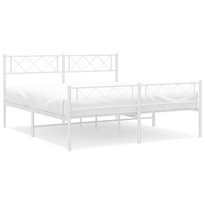 vidaXL Queen Metal Bed Frames with Headboard, Under Bed Storage, Noise Free, White, No Mattress - 1 of 4