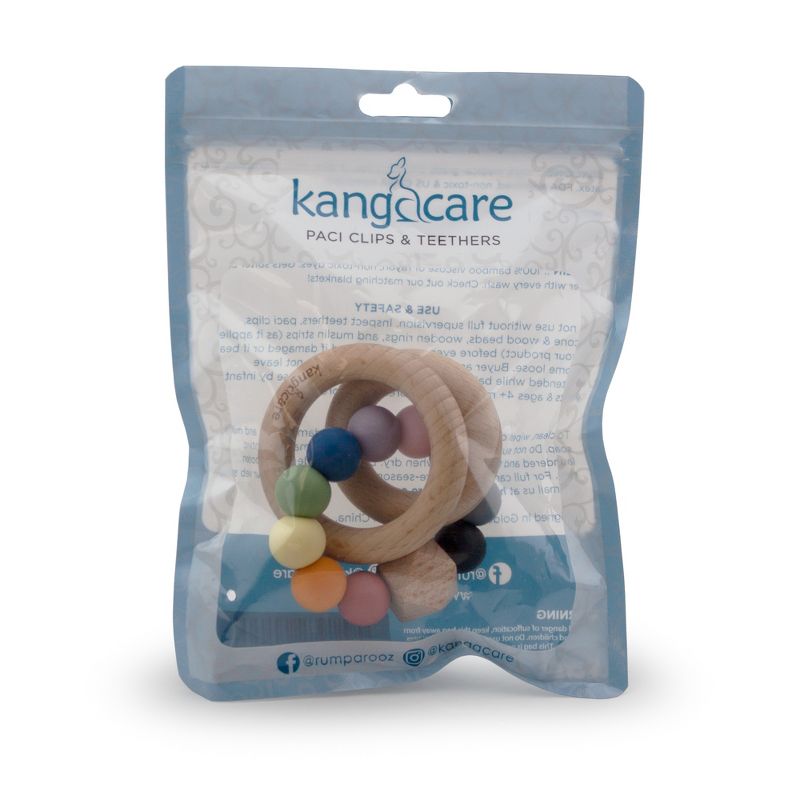 Kanga Care Silicone & Wood Bubble Teething Ring :: Rainbow Multicolored, 4 of 5