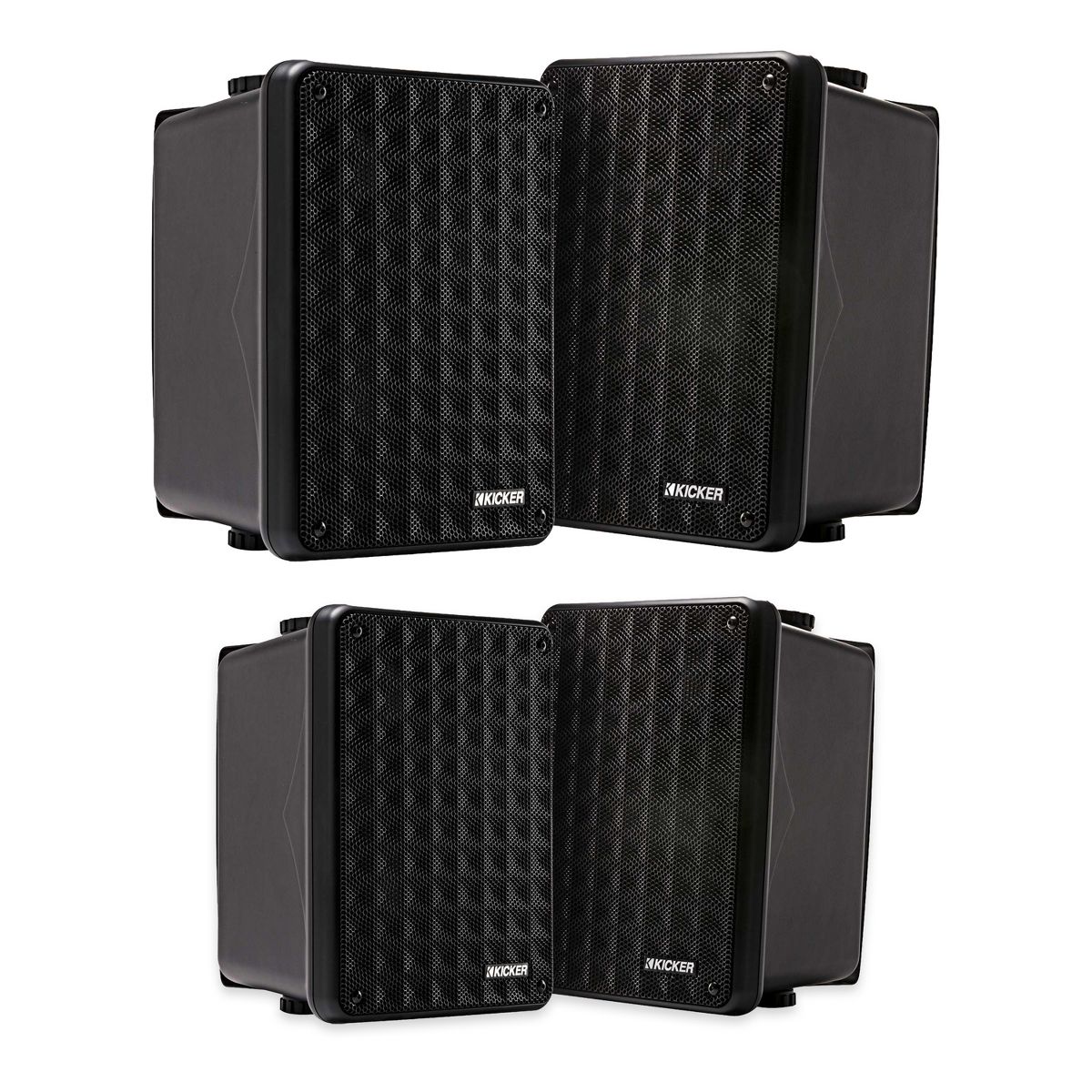 Kicker KB6 Indoor Outdoor Black Speakers – 2 Pair for Patio, Dock & Garage