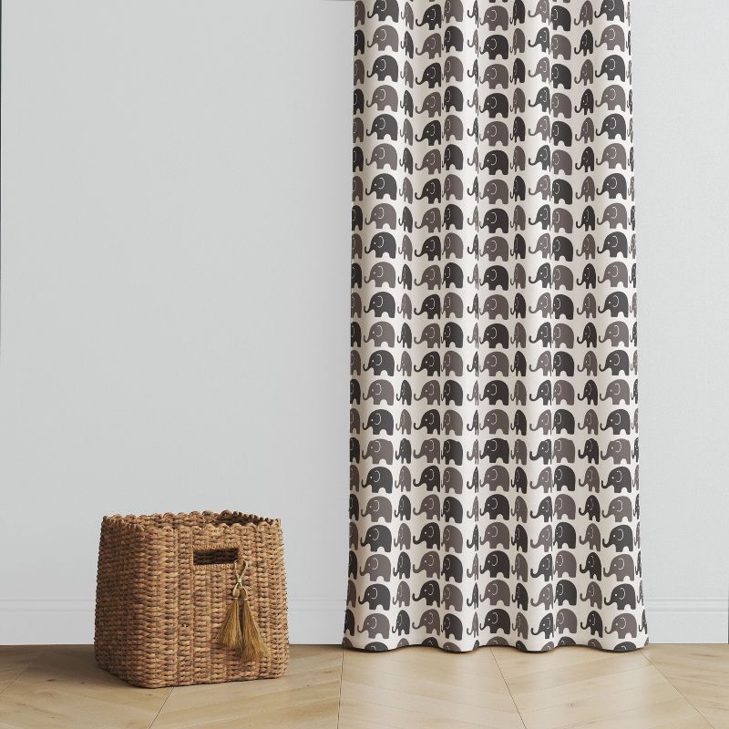 Bacati - Elephants White/Grey Curtain Panel, 2 of 5