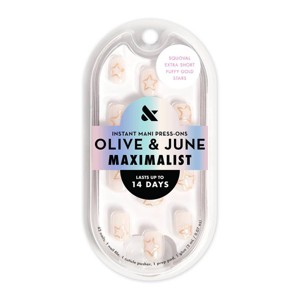 Olive & June Press-On Fake Nails - Maximalist - XS Squoval - Puffy Gold Stars - 42ct - 1 of 4