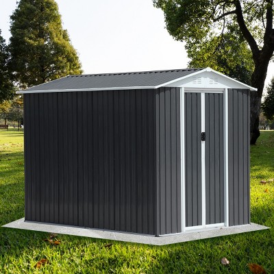 6x9 FT Outdoor Metal Storage Shed with Apex Roof, Waterproof Panels, Ventilation, and Aluminum Frame - Coolbibila