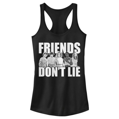 Juniors Womens Stranger Things Friends Don't Lie Character Pose Racerback Tank Top - image 1 of 4