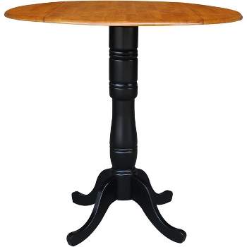 International Concepts 42 inches Round Dual Drop Leaf Pedestal Table - 41.5 inchesH, Black/Cherry