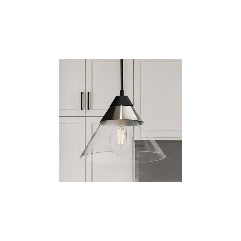 Robert Stevenson Lighting Theo Metal and Conical Glass Ceiling Light Matte Black and Brushed Nickel, 4 of 10