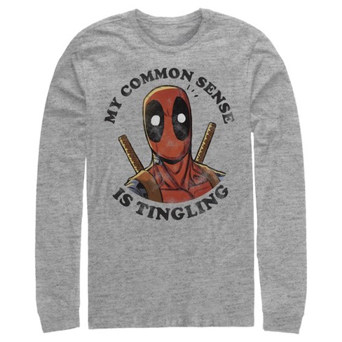 Men's Marvel Deadpool My Common Sense Is Tingling Distressed Long Sleeve Shirt - image 1 of 4