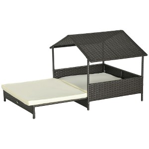 Outdoor Dog Bed Extendable Wicker Dog Bed w/ Waterproof Roof, Soft Cushion, for Small and Medium Dogs - 1 of 4