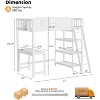 JOYMOR Loft Bed Twin Size with Led Light, Loft Bed with Desk and Shelve, Modern Farmhouse Design Castle Guardrail - 2 of 4