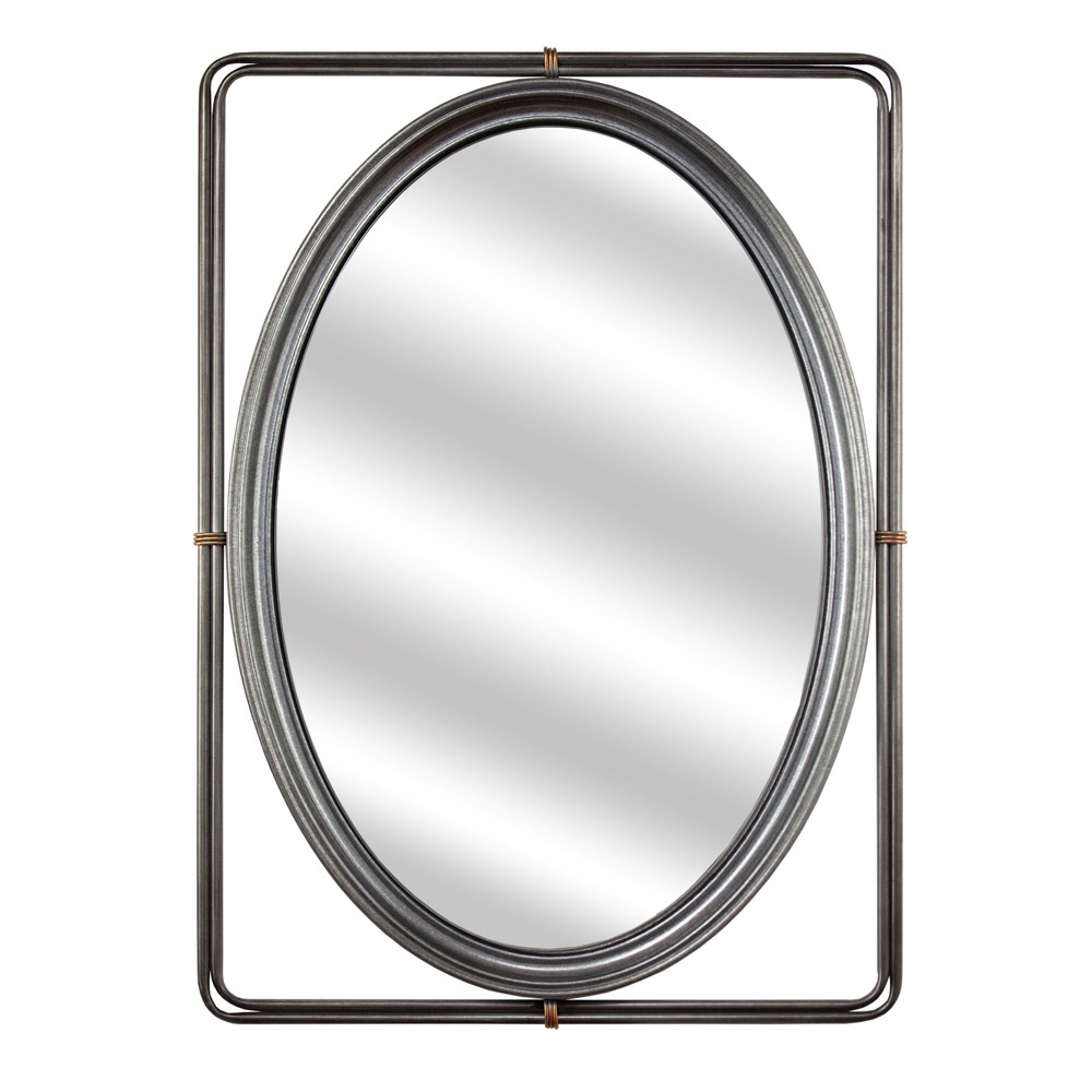 E2 Concepts25" Oval Metal Vanity Wall Mirror in Rectangle Frame