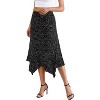 Women's Flowy Handkerchief Hem Midi Skirt - Asymmetric Boho Chic A-Line Skirt Black Polka Dots - 2 of 4