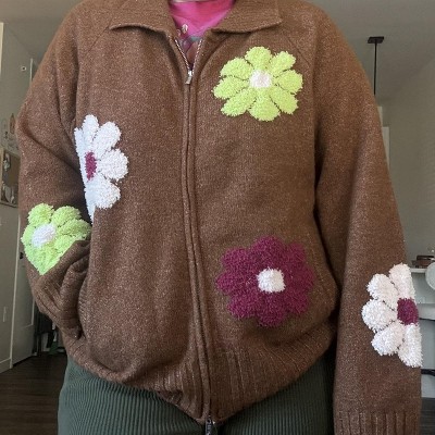 Women's dELiA*s Zip-Up Floral Cardigan - Brown : Target