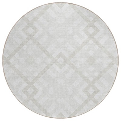 Ivory Beige And Tan Geometric Washable Indoor Outdoor Area Rug