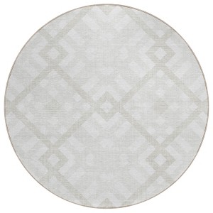 Ivory Beige And Tan Geometric Washable Indoor Outdoor Area Rug - 1 of 4