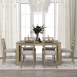 7 Piece Dining Set, Dining Table Set For 6, Dining Set Of 6 Chairs With Mutifunctional Extendable Table With 12" Leaf And 2 Drawers-Cuddlewood - 1 of 4