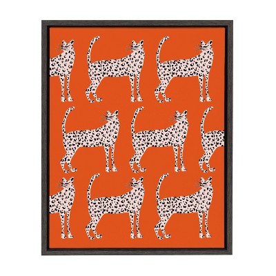 18" x 24" Sylvie Sassy Pink Cheetahs By Kendra Dandy Framed Wall Canvas Gray - Kate & Laurel All Things Decor