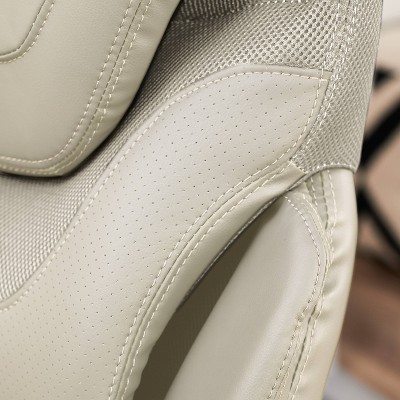 Ergonomic Cream Bonded Leather Executive Office Chair with AIR Lumbar Support