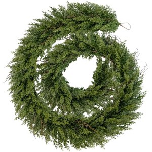 Vitalismo 6/9/12ft Artificial Realistic Christmas Garland Real Touch Faux Cypress Garland w/ Dried Branches for Fireplace Stairs Railing Dining Table - 1 of 4