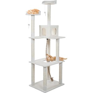 Cat Tree - 6-Foot Cat Tower for Indoor Cats with Napping Perches, Kitty Condo, 9 Cat Scratching Posts, 2 Hanging Toys, and Rope by PETMAKER (Ivory) - 1 of 1