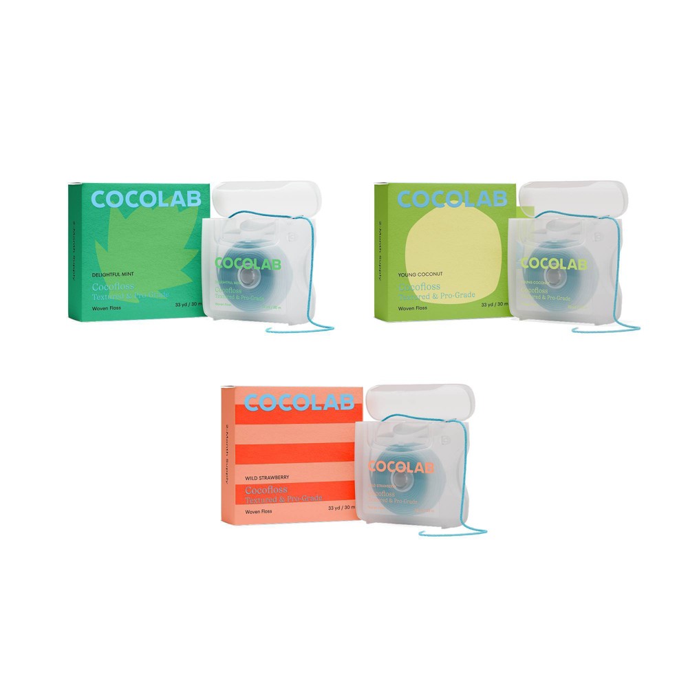 Cocolab Cocofloss Refillable Woven Expanding Dental Floss - Multi-Flavor - 33yd/3pk