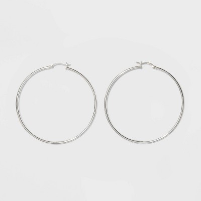 Round Hoop Sterling Silver Earrings - A New Day™ Silver