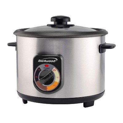 Brentwood TS-1216S Stainless Steel Home Kitchen 8 Cup Uncooked 16 Cup Cooked Crunchy Persian Rice Cooker Crock Pot for Rice, Soups, Chilis, and More