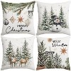 Christmas Throw Pillow Covers, 18x18 inch Decorative Farmhouse Merry Christmas Tree Snowman Winter Grey - 4 of 4