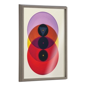 18" x 24" Blake Colorful Records Purple Red Framed Printed Glass Gray - Kate & Laurel All Things Decor - 1 of 4