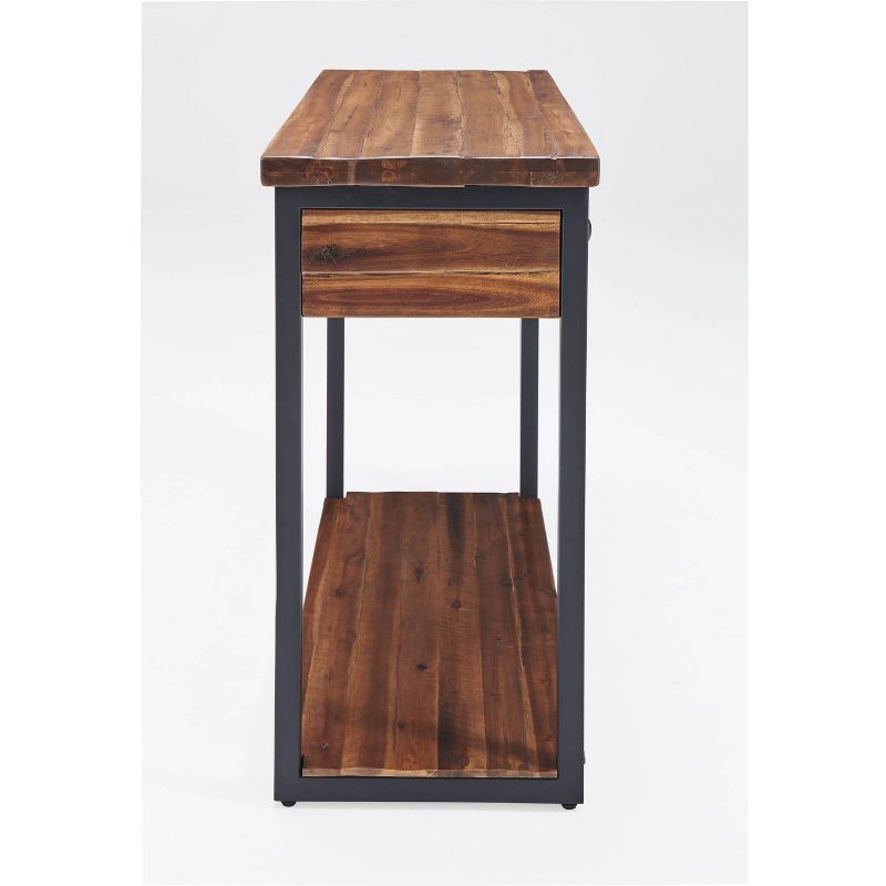 Claremont Rustic Wood Console Table with Two Drawers and Low Shelf Dark Brown - Alaterre Furniture, 6 of 11